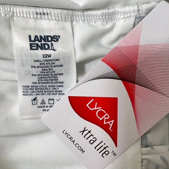 Lands End Womens Halter Swimsuit Top Black & White Floral Print Size 22W - Picture 2 of 6